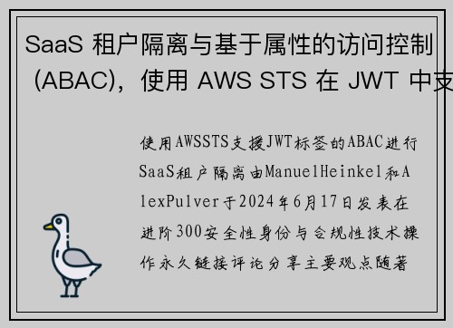 SaaS 租户隔离与基于属性的访问控制 (ABAC),使用 AWS STS 在 JWT 中支持标签 SaaS 租户隔离与基于属性的访问控制 (ABAC),使用 AWS STS 在 JWT 中支持标签